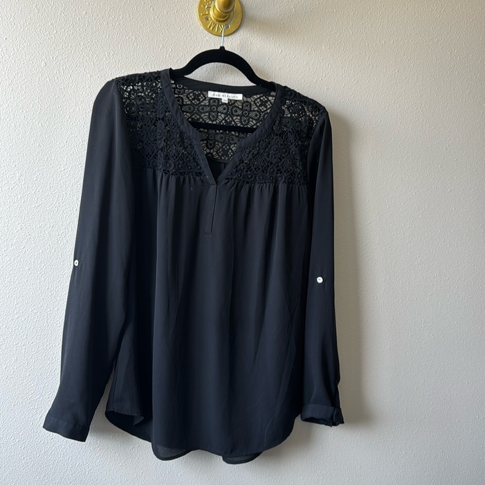 Women’s black lace blouse, size medium
